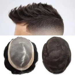 Tupees Toupees Men Toupee Substituição de cabelo mono para homens Prótese capilar masculino natural masculino Durável Cabelo humano 100% real
