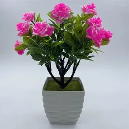 Dekorativa blommor Artificial Plant Rose Potted Bonsai Green Mini Tree Fake Flower Home Garden Party El Decoration Decorations