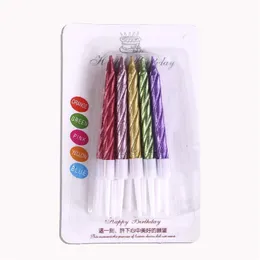 DIY screw Thread Birthday Candles With Stand Cake Candle Event Wedding Party Decoration Supplies 10pcs/box