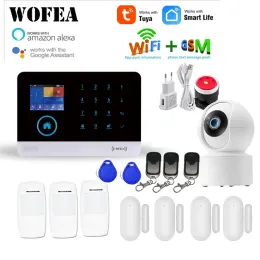 Kits wofea wifi wifi gsm Sistema de alarme rfid ladrão segurança lcd touch teclado tuya smartlife app work Alexa google home