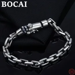 Bangles BOCAI S925 Sterling Silver Bracelet Male Couple Personality Trend 2022 New Fashion Vintage OChain Pure Argentum Hand Jewelry
