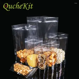 Storage Bags 100pcs Transparent Plastic Stand Up Pouches For Food Spice Tea Candy Cookie Nut Baking Packaging 16 Wire