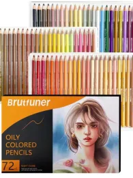 연필 BRUTFUNER 새로운 26/50/72 색상 목재 피부 톤 색상 연필 소프트 코어 오일 기반 스케치 드로잉 연필 세트 초보자 미술 용품