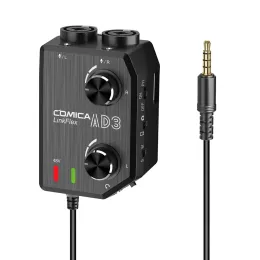 Accessoires comica linkflex ad3 Twochannels XLR/3,5 mm/6,35 mm3.5mm Audio Preamp Mixer Adapter -Schnittstelle für 3,5 -mm -DSLR -Kameras -Smartphones