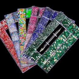 Equipments 21grids/set Nail Art Rhinestones 3d Non Hotfix Irregular Ab Glass Diamond Dotting Pen Kits Micro Beads Nail Accessories Ornament