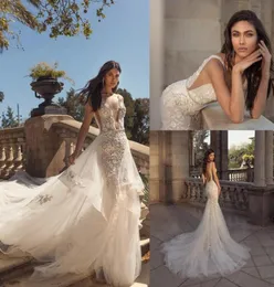 Julie Vino 2020 V Mermaid Abito da sposa Mermade Abito da sposa con perline Applicata senza spalla