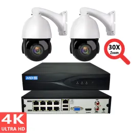 System 4K Speed Dome Camera NVR Surveillance System Kit 8MP 30X PoE Camera NVR CCTV System Set Sony IMX415 Hikvision Compatible