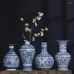 화병 세라믹 꽃병 파란색과 흰색 얇은 바디 도자기 홈 클래식 선반 침실 거실 중국 테이블 Jingdezhen 장식품