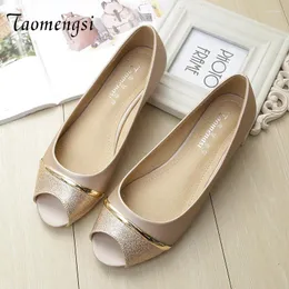 Casual Shoes Taomengsi 2024 Toed Mixed Colors Slip PU -paljett DicomanThes End Women Fish Mouth Asakuchi