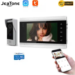 Дверные звонки jeatone tuya smart wi -fi видео дверь телефона Интерком для дома 720p/1080p Система дверных звонков с удаленным разговором, разблокировки, обнаружение движения