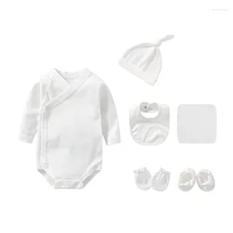 Giyim setleri doğdu bebek set çocuk çocuk kıyafetleri uzun kollu bodysuits şapka önlükleri 6pcs/lots gutfs kızlar için toddler 0-6m