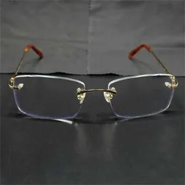 2024 Мужские роскошные дизайнерские женские солнцезащитные очки Rimless Clear Eye Rames Мужские прозрачные оптические очки металлы Deisgner Eyewear Fill RepressiceSkajia