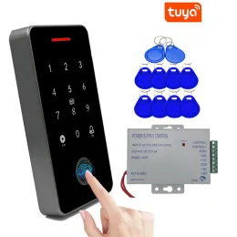 Läsare Waterproof Tuya Access Control FingerPrint Keypad RFID Standalone Reader med 1013,56 MHz Taggar Y 3A Power