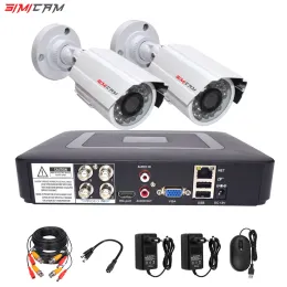 System CCTV Security Camera System HD1080P/720P AHD Zestaw analogowy 4 -kanałowy DVR 2PCS Metalowy zestaw nadzoru wideo