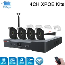 System Remote Control XM Original Outdoor Metal Hi3520D H.264+ 1080P 2MP 4CH 4 Channel POE WIFI CCTV NVR IP Camera Kits System