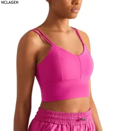 حمالات الصدر Nclagen Sport Bra Women Women Support Pathup محصول مبطنة من أعلى رقيقة الكتف حزام صالة ألعاب رياضية للملابس الداخلية للياقة البدنية