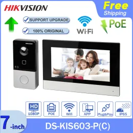 Intercom Hikvision IP 비디오 인터콤 키트 DSKIS603P (C) DSKV6113WPE1+DSKH6320WTE1 표준 POE 초인종 도어 스테이션 WiFi 모니터 앱