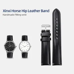 Handgefertigtes Japan Horse Leder Watchband18 19 20 22 mm schwarz High-End-Kee-resistente Lederarmband Vintage Herren Watch Armband 240320