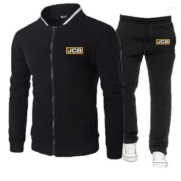 Men's Tracksuits Midnight Star Excavator Jcb Printed Fashion 2024 Long-sleeved Slim Sportswear Pants 2-piece Set