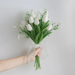 Fiori del matrimonio Vero touch Bouquet di fiori di tulipano artificiale per decorazione nuziale Disposizione di decorazioni da giardino per la casa matrimoniale