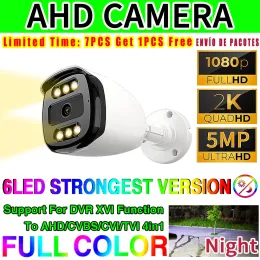 Cameras 6LED 5MP 24H Full Color Night Vision CCTV Surveillance AHD Camera 4MP 1080P 4in1 HD Luminous LED H.265 Outdoor Waterproof ip66