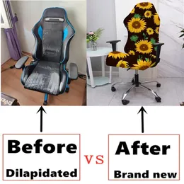 Chair Covers Esports Tropical Plant Printed Office Computer Gaming Seat Cover Household Study Room Dust -proof Split