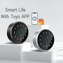 Kilit Tuya Bluetooth parmak izi Akıllı kapı Kilit parmak izi şifresi IC Kart Anahtar Uygulama Uzaktan Kilit Açma Ultratin Dairesel Sürgü Kilit