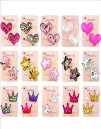 Childrens Hair Clips Girls 2019 Fashion Pretty Sequins Star Heart Design Princess Barrettes Kids Cute Party HairPins2533122