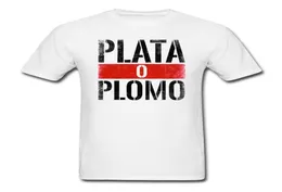 Interessante Narcos Série TV Plata o Plomo Pablo Escobar Tshirt Men Men, camiseta branca Tops de algodão Tees5263281