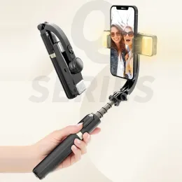 Monopodlar Telefon Otomatik Dengesi için Akıllı El Gimbal Stabilizatör Kablosuz Selfie Stick Tripod Akıllı Telefon Kamerası için Dolgu Işığı