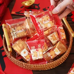 Embrulhe de presente chinês r ano r bag cny biscoitos doces lanches machine de embalagem selada plástico bolsas transparentes decoração de padaria decoração