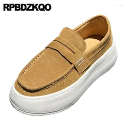 Sapatos casuais mocassins plataforma de tendência de elevador deslize em designer conforto camurça calçados trepadeiras de luxo 2024 homens moda