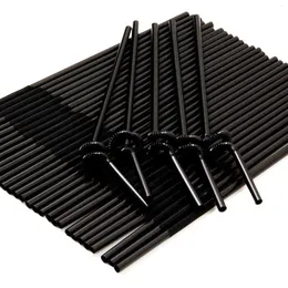 Tek Kullanımlık Bardak Pipetleri 100 PC Black Rietjes Plastik 26cm uzunluğunda İçme Ziyafet Bar İçecekleri Parti Aksesuarları