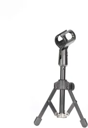 Monopods mini metal metal dobrável mesa de mesa tripé microfone de microfone com suporte de clipe de microfone Construção de ferro durável 3/8 polegadas e 5