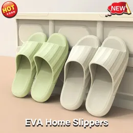 Summer Striped Fashion Women Men Home Slippers Light EVA Thick Soft Sole Indoor Outdoor Slides Bathroom AntiSlip Couple Slipper 240320