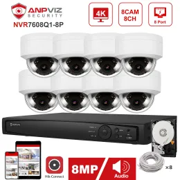 System Hikvision OEM 8CH 4K NVR Kit 8MP POE IP Security System 4K IP Camera Outdoor Security IP66 Plug Play 2.8mm Lens P2P View