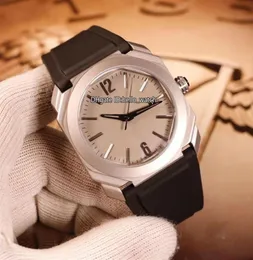 رخيص جديد 41 مم Octo Titanium Steel Case Dial رمادي 102858 2315 حركة الكوارتز السويسرية رجال مشاهدة الساعات الرياضية المطاطية السوداء مرحبا W4102093