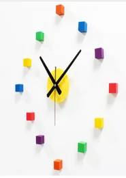 Original gedämpfte farbenfrohe kurze Aufkleber Wanduhrcreative DIY Schlafzimmer Wohnzimmer Wandaufkleber Uhr Watchcute Home Dekoration8888695