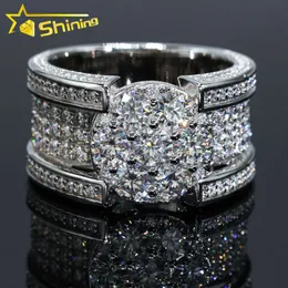 Hip Hop Style Fashion Jewelry 18K Gold Flaged Silver Rings Mens Moissanite Diamond Rings Pass Tester Diamond