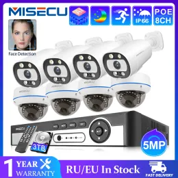 Sistem Mistecu H.265AI 8CH 4K POE NVR CCTV Sistemi 5MP Ses Kamerası Açık İç Mekan Su Geçirmez IP66 P2P Video Güvenlik Gözetim Kiti