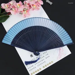 Decorative Figurines Chinese Style Gray Dragonfly Solid Color Pure Bamboo Fan Summer Japanese Folding Women Dance