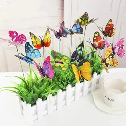 Dekorativa blommor 5st dubbelskiktssimulering Butterfly Gardening Flower Arrangement Dekoration Skönlig Rod