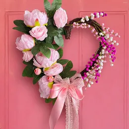 Fiori decorativi di San Valentino a forma di cuore Fiore artificiale Ghirlanda rosa ghirlanda pano di nozze decorazioni di decorazioni per la casa