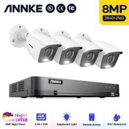 System Annke E800 4K Ultra HD 8CH DVR System kamery z 4x Pełny kolor noktowi widzenie dom IP67 Zestaw nadzoru CCTV na zewnątrz
