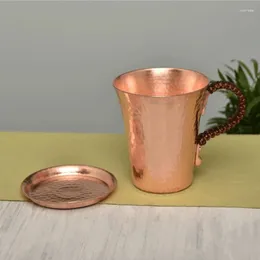Cups Saucers 350ML Handmade Pure Copper Beer Coffee Mugs Hammered Moscow Mule Cup Drinkware
