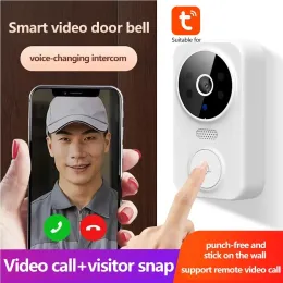 Doorbell Tuya Home Visual WiFi Graffiti Intelligent Doorbell Ringing Fjärrröst Intercom Wireless Monitoring Camera