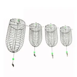 Tools 1Pcs Stainless Steel Wire Fishing Bait Cage Coneshaped Bait Basket Multimodel Sea Fishing Feeder Angling Accessories