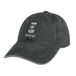 Baskar Train Eat Sleep Repeat Awesome Gift for Gym Lovers! Cap Cowboy Hat Golf Cap Beach Outing Sun Fashionabla Woman Men's