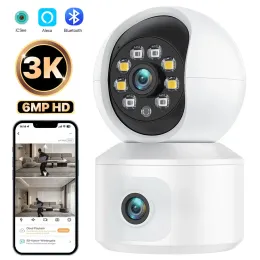Kameror 6MP WiFi IP -kamera Dual Lens Dual Screen Baby Monitor Home Security Camera PTZ Auto Tracking CCTV Video Surveillance ICSEE