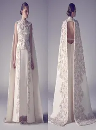 アラビア語のイブニングドレスZuhair Murad High Neck Long Prom GownsアップリケシースページェントスプリットフロントフォーマルイブニングドレスWE4074185